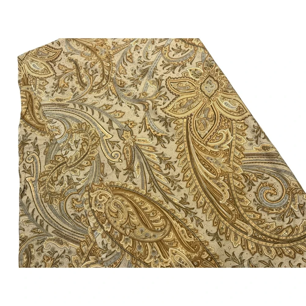 Pair Maison D'Hermine Cotton Paisley Drapes Curtains 84 Long Gold Tan 2 Panels